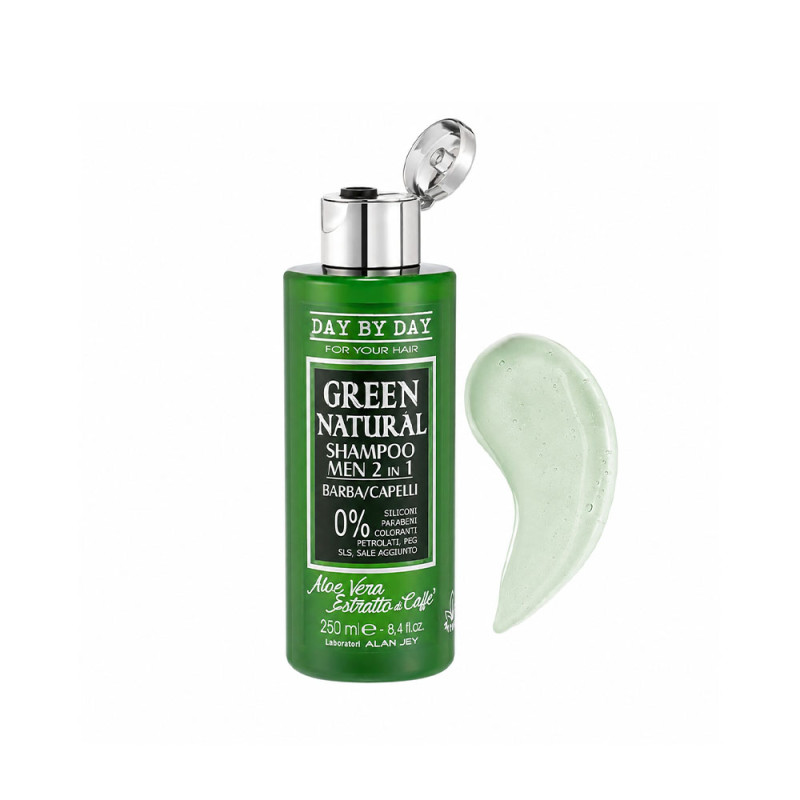 Шампунь чоловічий Alan Jey Green Natural Shampoo Men 2 In 1 Barba Capelli, для волосся і бороди (250 мл)