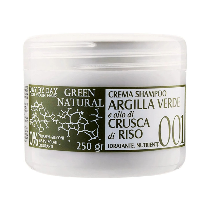 Крем-шампунь Alan Jey Green Natural Crema Shampoo Argilla Verde e Olio di Crusca di Riso із зеленою глиною та рисовими висівками