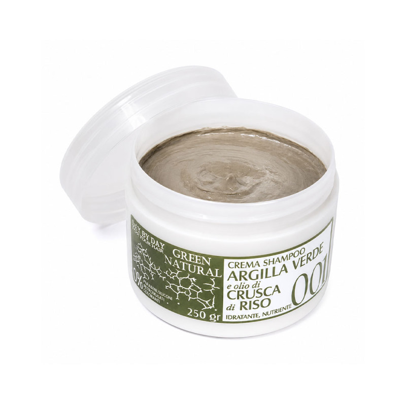 Крем-шампунь Alan Jey Green Natural Crema Shampoo Argilla Verde e Olio di Crusca di Riso із зеленою глиною та рисовими висівками