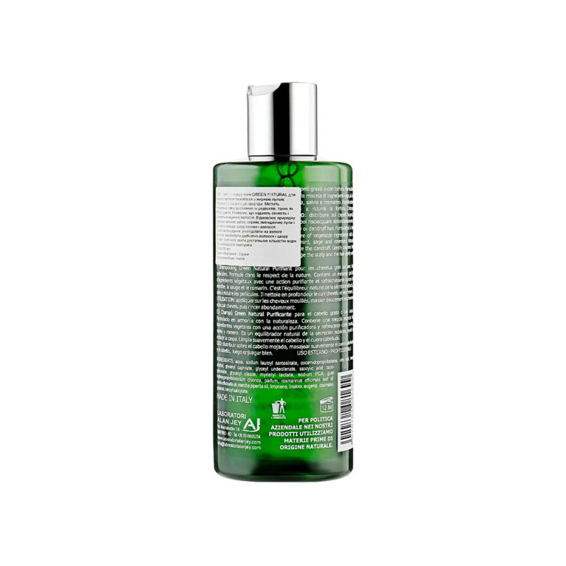 Шампунь Alan Jey Green Natural Shampoo Purificante, для жирного волосся з лупою (250 мл)